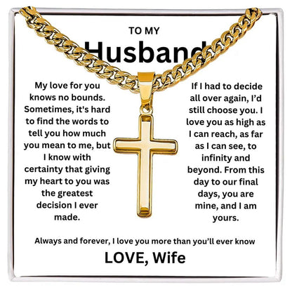 To My Husband -Artisan Cross Cuban Chain - Gift Set