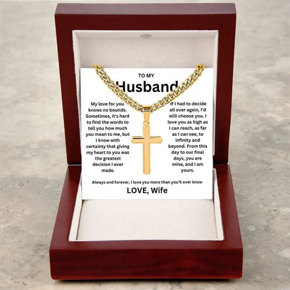 To My Husband -Artisan Cross Cuban Chain - Gift Set