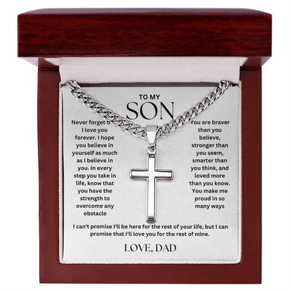 To My Son - Cross on Cuban Link Chain - Love Dad