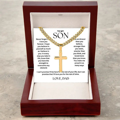 To My Son - Cross on Cuban Link Chain - Love Dad