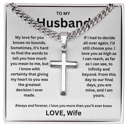 To My Husband -Artisan Cross Cuban Chain - Gift Set