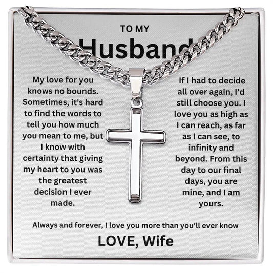 To My Husband -Artisan Cross Cuban Chain - Gift Set